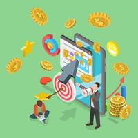 3D Isometric Flat Illustration of Pay Per Click , Driving Traffic And Increase Conversions vector