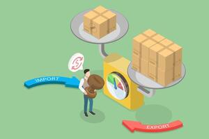 3D Isometric Flat Illustration of Import And Export Taxes, Export-import Management vector
