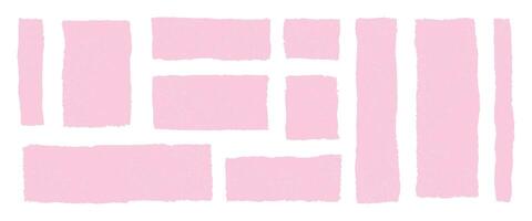 Crayon drawn pink grunge rectangles squares with rough edges. Childish text boxes, doodle speech bubbles, geometric frames for notes. Hand drawn pastel sketchy shapes on transparent background vector