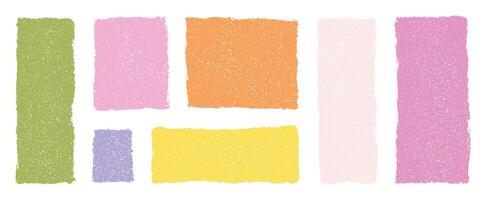 set of hand drawn pastel colored textured rectangles and squares abstract geometric shapes sketch crayon ink chalk artistic design elements isolated on transparent background modern layout vector