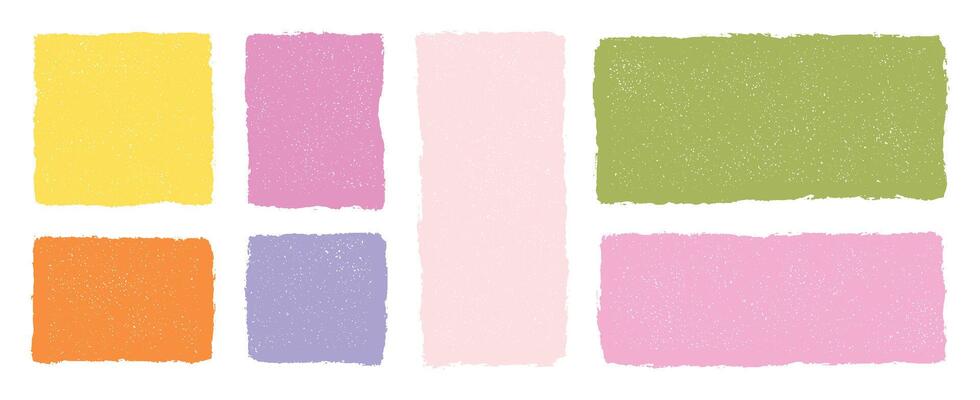 Modern hand drawn geometric pastel rectangles illustration textured abstract design elements layout ink chalk style vibrant artistic shapes on transparent background for creative projects