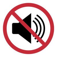 Mute speaker prohibition symbol red circle sound audio vector