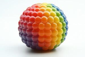 A colorful egg with a rainbow pattern photo