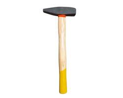 Hammer with wooden and yellow painted handle photo