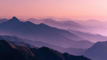 The Gentle And Subdued Colors Of Dawn On A Mountain Range photo