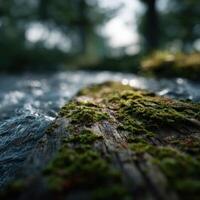 The Cycle Of Life Shown By A Mossy Log In Water photo