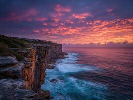 The Edge Of A Cliff At Sunrise In A Dramatic Scene photo