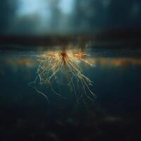 The Graceful Dance Of Aquatic Plant Roots In Water photo