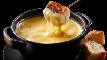 Classic Communal Swiss Cheese Fondue Meal photo