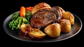 A Traditional English Sunday Roast A Family Meal photo