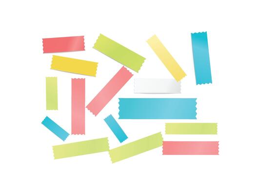Collection of colorful mini washi tape strips featuring textures ideal for decoration, journaling, scrapbooking, office, and creative stationery design