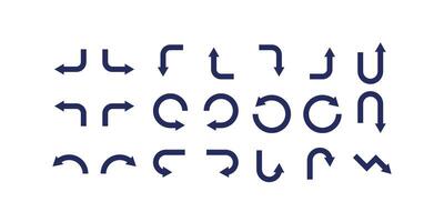 Set of Directional Arrows. Arrow silhouette set, black directional icons, navigation symbols vector