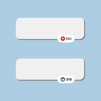 Text area with likes. Social media reaction. Heart and thumb up. Stock Illustration vector