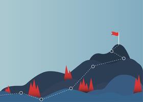 Mountain path leading to a flag vector