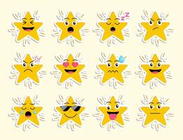 Cute Shining Star Feeling Expression Stickers vector
