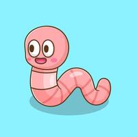 illustration of cute cartoon worm with happy face vector
