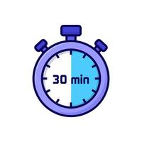 illustration cartoon stopwatch on white background of 30 minutes vector
