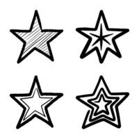 Hand-drawn star collection in various styles vector