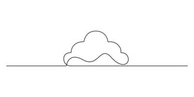 Continuous single line drawing of cloud design. Cloud in one continuous line draw illustration. Editable stroke. Graphic illustration vector