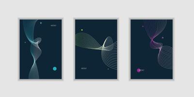 Abstract line wave gradient poster background modern set. wave line modern background vector