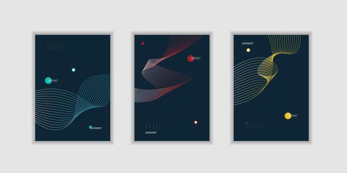 bstract línea ola degradado póster antecedentes moderno colocar. minimalista cubrir modelo con vibrante perspectiva línea ola en movimiento gráfico vector