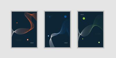 Abstract line wave gradient poster background modern set vector