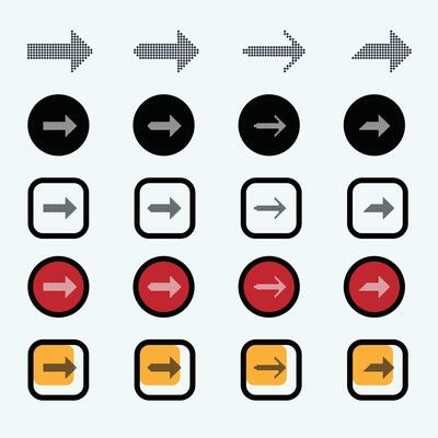 Colorful big arrow icon set, Arrow collection cursor. Modern arrow collection. Different arrow signs collection trend