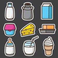 set of milk product good for sticker, icon, badge, element design, print design, etc vector