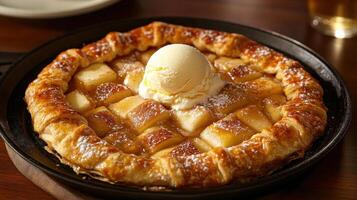 Delicious Apple Tart Served With Vanilla Ice Cream photo