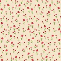 Red tulip floral pattern on beige vector