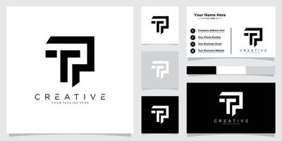 Initial TP or PT Logo Design template with business card design vector
