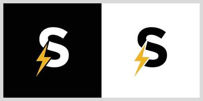 Initial S Letter with Lightning Bolt Logo Design with business card design vector
