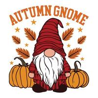 Autumn Gnome - Autumn Fall T-shirt , Autumn Season Sayings, Happy Retro Fall Design Sublimation vector