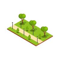 Lush green park area with pathways vector