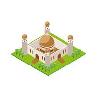 Isometric mosque illustration with green landscape vector