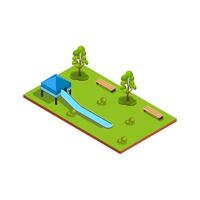 Playground with slide and green trees vector