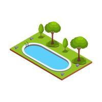Backyard Swimming Pool with Trees vector