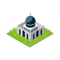 Illustration modern mosque isometric style with unique Islamic architecture vector