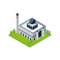 Stylized mosque with minaret and trees vector