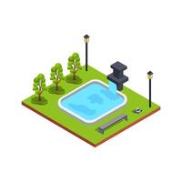 Park with fountain and trees vector