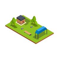 Small Park with Shelter and Bench vector