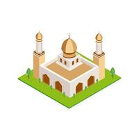 Illustration modern mosque isometric style with unique Islamic architecture perfect for educational resources vector