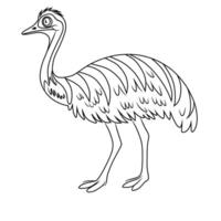 Line Art of Emu Bird Standing Still vector