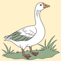 Cartoon Goose Standing on Grass vector