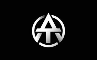 Abstract Letter AT Initial Logo in Minimalist Black Shape for Tech Company or Personal Brand vector