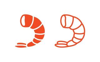 Minimalist Shrimp Icon Set in Flat and Outline Style for Seafood Design and Branding vector