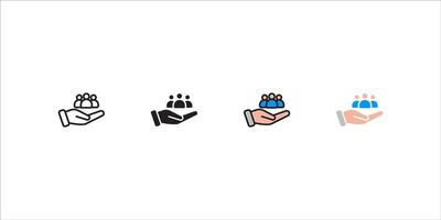 An inclusive workplace. Employees Protection Filled Outline icon set. illustration vector