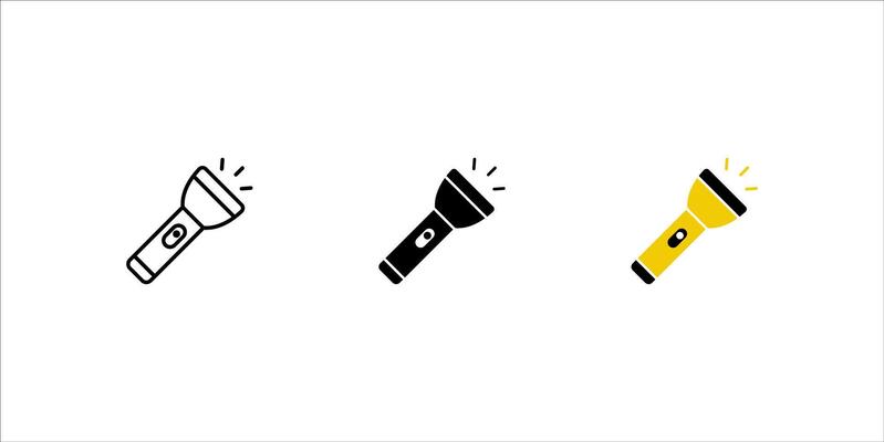 Flashlight icon set. sign for mobile concept and web design. illustration.