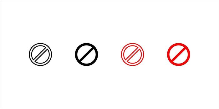 No sign isolated. Red no symbol. Circle red warning icon. Template for button or web applications. simple icon illustration vector