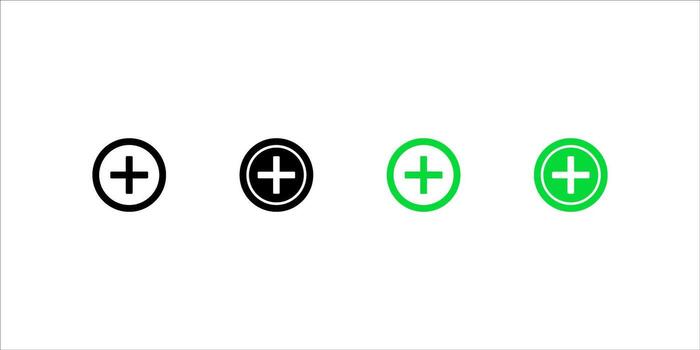 Add icon set in black circle. Social media plus button vector